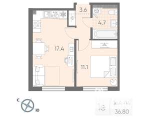 1-к квартира, вторичка, 37м2, 3/4 этаж