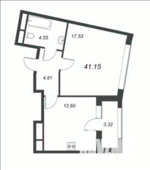 1-к квартира, вторичка, 41м2, 12/13 этаж