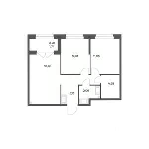 2-к квартира, вторичка, 54м2, 9/24 этаж