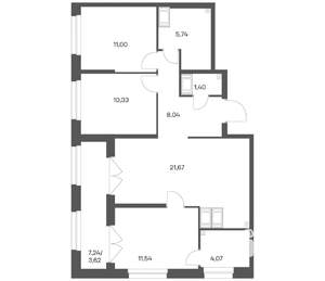 3-к квартира, вторичка, 77м2, 19/24 этаж