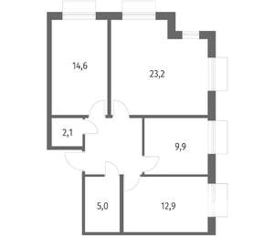 3-к квартира, вторичка, 77м2, 7/12 этаж