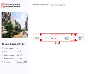 1-к квартира, вторичка, 39м2, 1/8 этаж