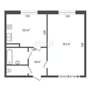1-к квартира, вторичка, 39м2, 2/12 этаж