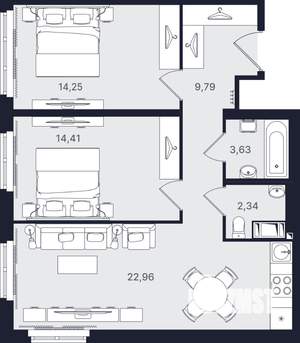 3-к квартира, вторичка, 67м2, 16/24 этаж