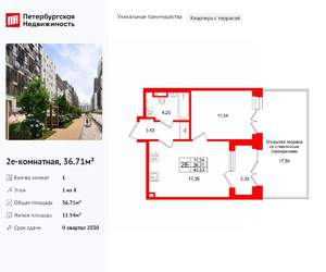 1-к квартира, вторичка, 37м2, 1/8 этаж