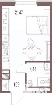 Студия квартира, строящийся дом, 28м2, 4/10 этаж