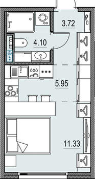 Студия квартира, вторичка, 25м2, 12/17 этаж