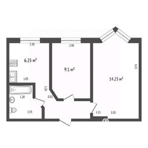 2-к квартира, вторичка, 39м2, 4/5 этаж