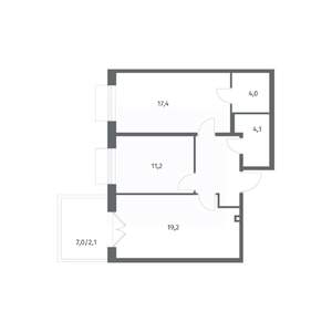 2-к квартира, вторичка, 65м2, 1/8 этаж