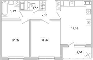 2-к квартира, вторичка, 57м2, 3/5 этаж