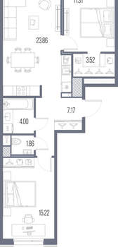 2-к квартира, строящийся дом, 67м2, 4/10 этаж