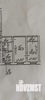 2-к квартира, вторичка, 44м2, 1/4 этаж