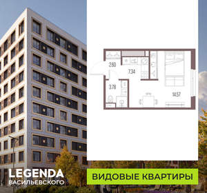 Студия квартира, вторичка, 28м2, 9/10 этаж