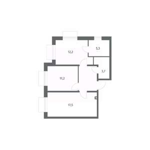 2-к квартира, вторичка, 57м2, 6/8 этаж