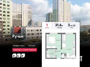 1-к квартира, вторичка, 32м2, 3/22 этаж