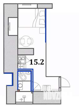 Студия квартира, вторичка, 15м2, -1/4 этаж