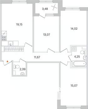 3-к квартира, вторичка, 81м2, 1/4 этаж