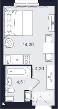 Студия квартира, вторичка, 23м2, 15/24 этаж