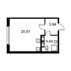 Студия квартира, строящийся дом, 29м2, 3/9 этаж