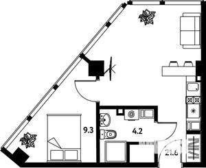 1-к квартира, вторичка, 35м2, 4/10 этаж