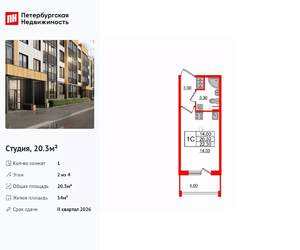 Студия квартира, вторичка, 20м2, 2/4 этаж