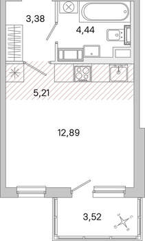 Студия квартира, вторичка, 27м2, 4/5 этаж