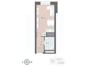 Студия квартира, вторичка, 23м2, 3/12 этаж