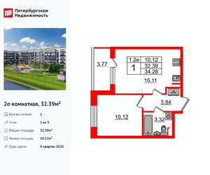 1-к квартира, вторичка, 32м2, 2/5 этаж
