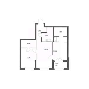 2-к квартира, вторичка, 62м2, 13/24 этаж