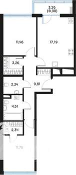 2-к квартира, вторичка, 65м2, 8/9 этаж
