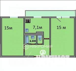 2-к квартира, вторичка, 45м2, 5/5 этаж