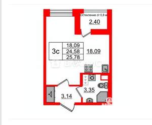 1-к квартира, вторичка, 27м2, 2/12 этаж