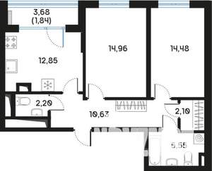 2-к квартира, вторичка, 65м2, 2/9 этаж