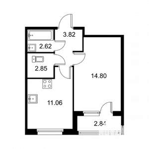 1-к квартира, строящийся дом, 37м2, 2/9 этаж