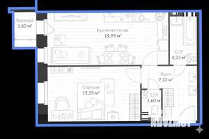1-к квартира, вторичка, 48м2, 2/3 этаж
