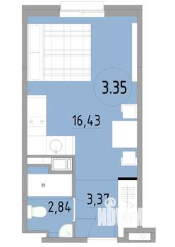 1-к квартира, строящийся дом, 23м2, 8/13 этаж