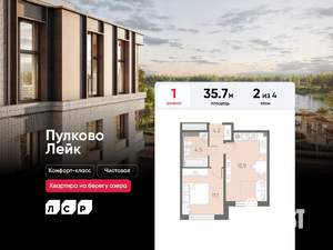 1-к квартира, вторичка, 36м2, 2/4 этаж