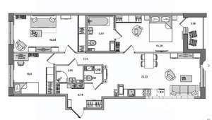 3-к квартира, сданный дом, 86м2, 12/14 этаж