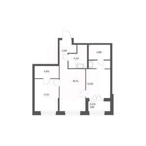 2-к квартира, вторичка, 62м2, 23/24 этаж