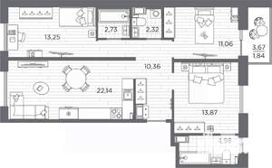 3-к квартира, вторичка, 83м2, 4/7 этаж