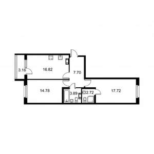 2-к квартира, строящийся дом, 65м2, 3/9 этаж