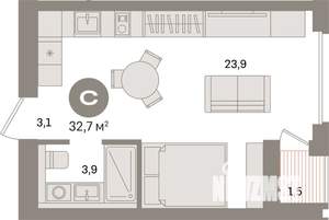 Студия квартира, вторичка, 32м2, 3/17 этаж