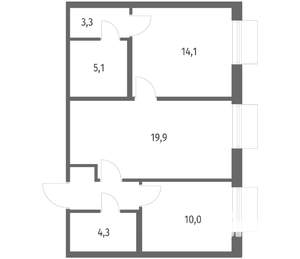 2-к квартира, вторичка, 60м2, 2/12 этаж