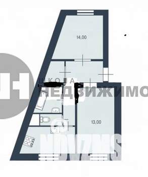 2-к квартира, вторичка, 51м2, 5/5 этаж