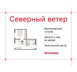 1-к квартира, вторичка, 33м2, 4/23 этаж