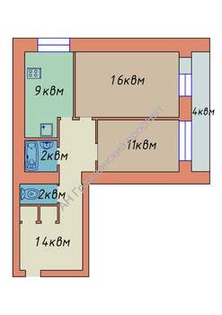 2-к квартира, вторичка, 55м2, 3/7 этаж