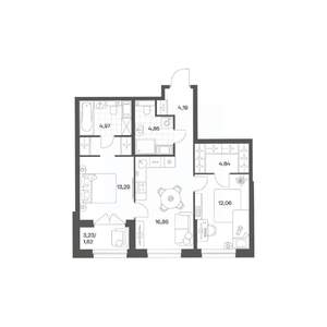 2-к квартира, вторичка, 63м2, 7/24 этаж