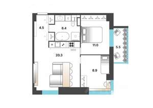 2-к квартира, вторичка, 56м2, 5/22 этаж