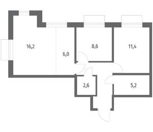 3-к квартира, вторичка, 57м2, 2/12 этаж