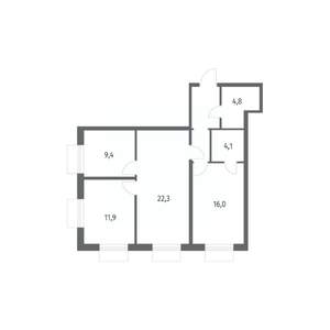 3-к квартира, вторичка, 75м2, 10/12 этаж